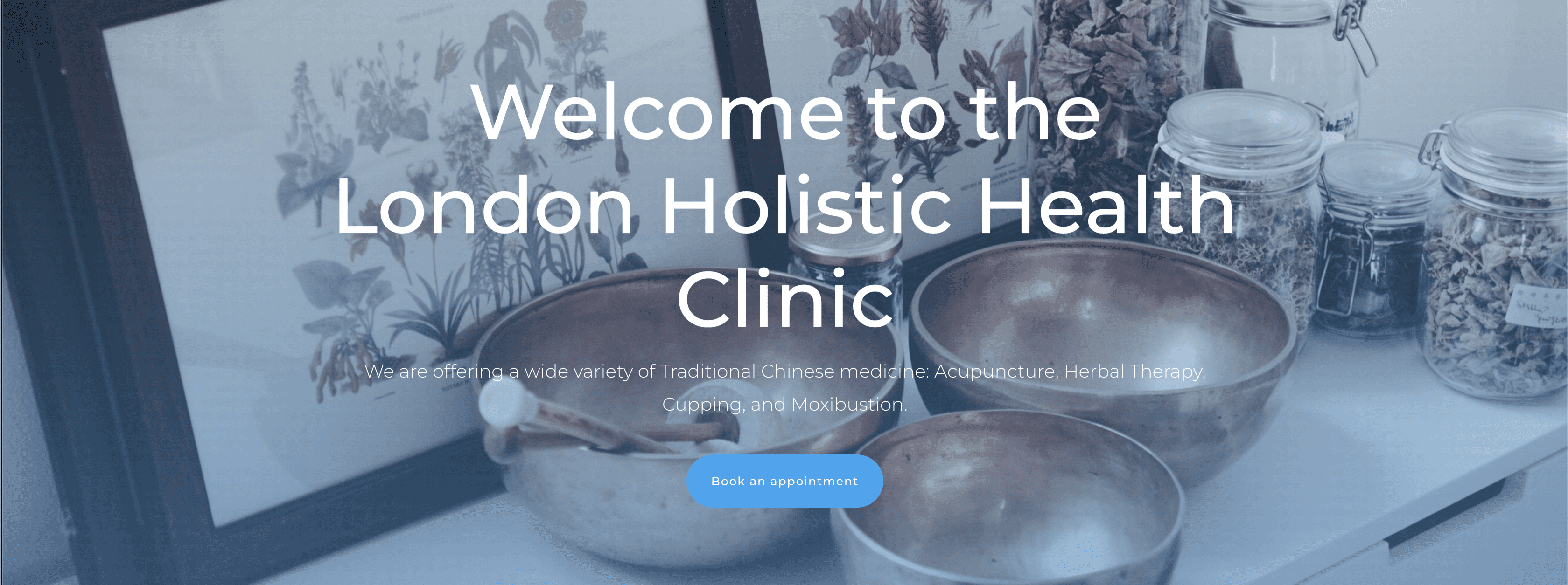 TCM clinic branding example showing herbal jars and botanical artwork for Traditional Chinese Medicine